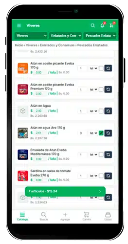 Pantalla de la lista